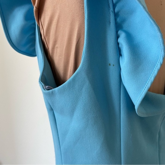 Milly Sky Blue Ruffle Trim Poly Blend Savannah Dress Size 10 - Picture 7 of 8